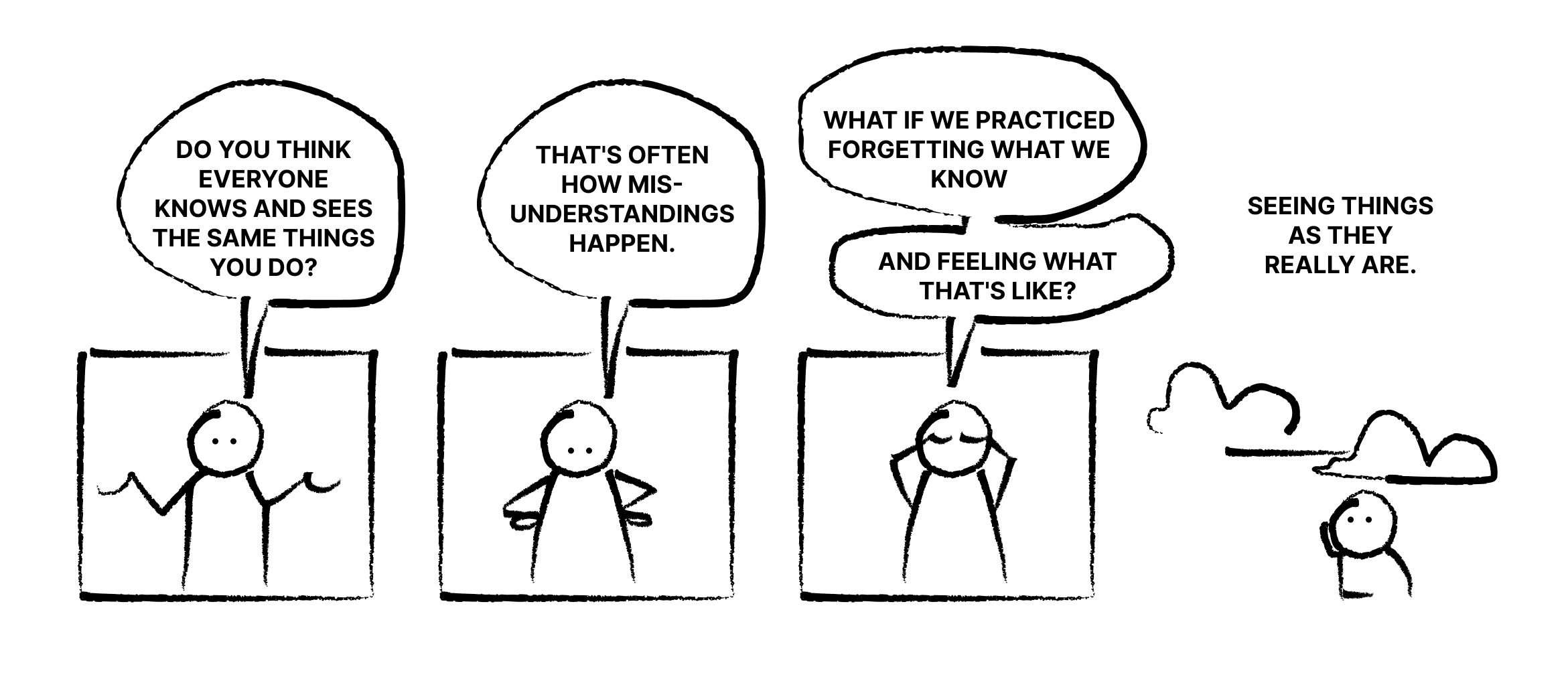 Illustration about understanding and misunderstanding reality